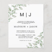 BUDGET Minimalistisch vet groen monogram bruiloft (Voorkant)