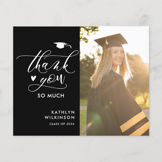 BUDGET Minimalistisch zwart foto-AFSTUDEREN Dank u (Voorkant)