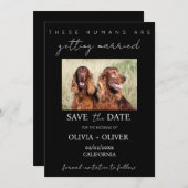 Budget, minimalistisch, zwart & wit Custom hond fo Save The Date (Voorkant / Achterkant)