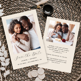 Budget Minimalistische 2-Foto Beige Save the Date