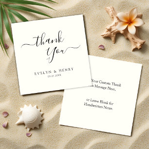 Budget Minimalistische Black Script Wedding Bedank Notitiekaartje