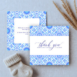Budget Minimalistische Blue Tegel Baby shower Dank Notitiekaartje