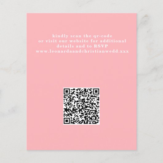 Budget Minimalistische Blush Roze QR Code Huwelijk (Achterkant)