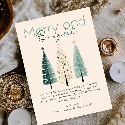 Budget Minimalistische Boho Hand getrokken kerstbo Notitiekaartje