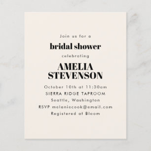 Budget minimalistische bridal Shower Uitnodiging