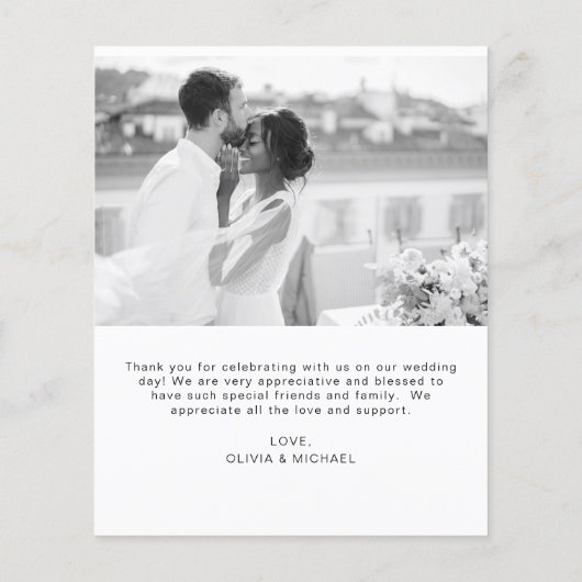 Budget minimalistische bruiloft bedankkaarten flyer (Achterkant)