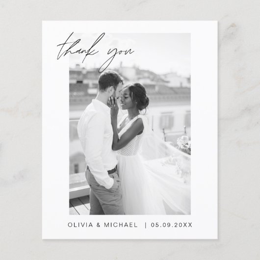 Budget minimalistische bruiloft bedankkaarten flyer (Voorkant)