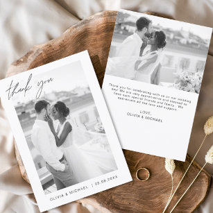 Budget minimalistische bruiloft bedankkaarten kaart