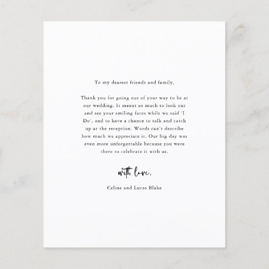 Budget minimalistische bruiloft Foto Dank u Briefk Flyer (Achterkant)