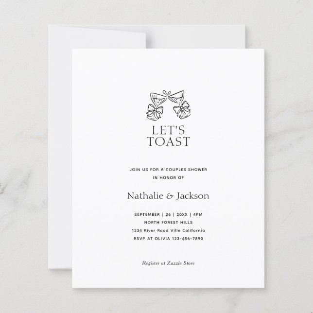 BUDGET Minimalistische Champagne Koppel Bruiloft B (Voorkant)