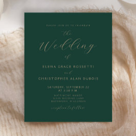 Budget Minimalistische Donkergroen Goud Script Wed