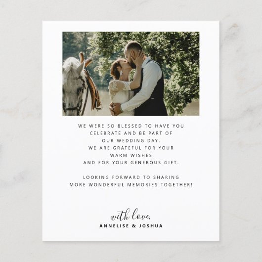 Budget minimalistische foto bruiloft dank u kaart (Achterkant)