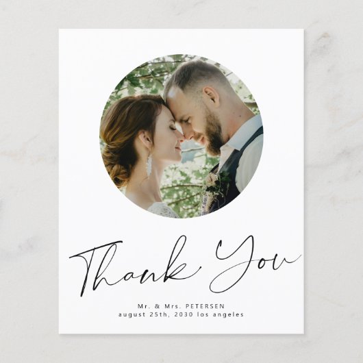 Budget minimalistische foto bruiloft dank u kaart (Voorkant)
