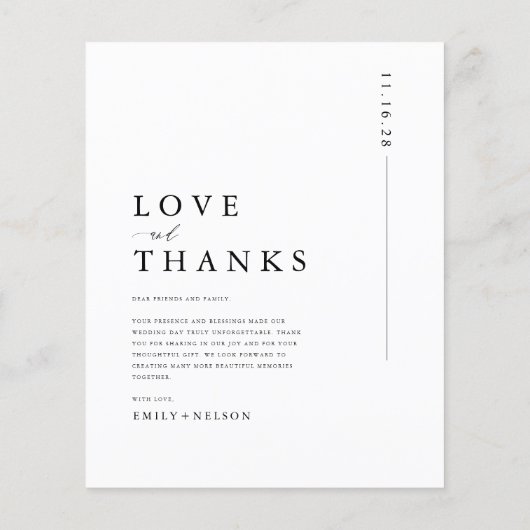 Budget minimalistische foto bruiloft dank u kaarte flyer (Achterkant)