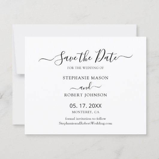 Budget minimalistische foto bruiloft Save the Date (Achterkant)