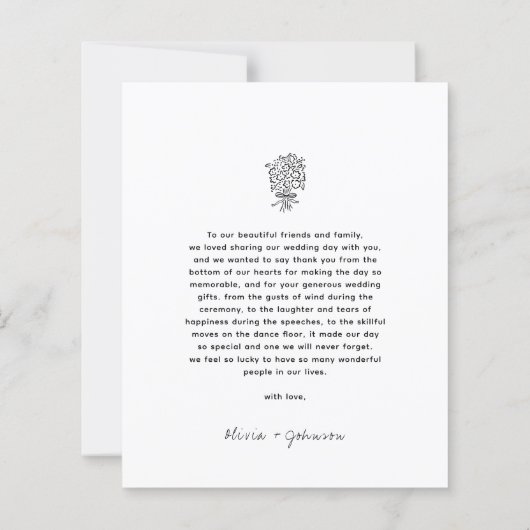 BUDGET Minimalistische Foto Hand getrokken boeket  (Achterkant)