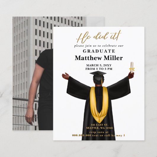 Budget minimalistische foto Hij deed het Afstudere (Voorkant / Achterkant)