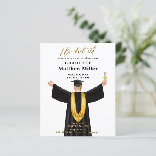 Budget minimalistische foto Hij deed het Afstudere (Staand voorkant)