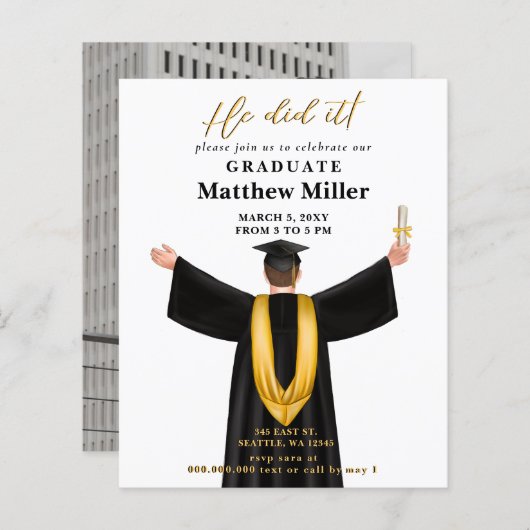 Budget minimalistische foto Hij deed het Afstudere (Voorkant / Achterkant)