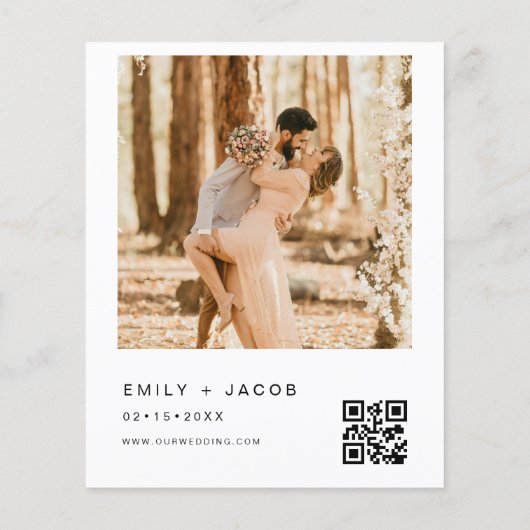 Budget minimalistische foto QR code bruiloft uitno (Achterkant)