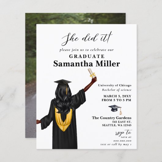 Budget minimalistische foto Ze deed het Afstuderen (Voorkant / Achterkant)