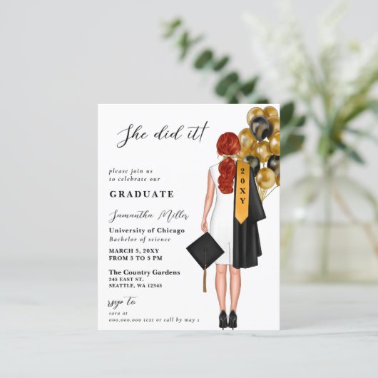 Budget minimalistische foto Ze deed het Afstuderen (Staand voorkant)