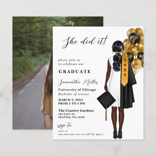 Budget minimalistische foto Ze deed het Afstuderen (Voorkant / Achterkant)