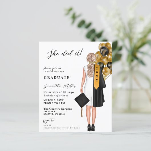 Budget minimalistische foto Ze deed het Afstuderen (Staand voorkant)