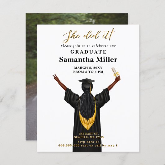 Budget minimalistische foto Ze deed het Afstuderen (Voorkant / Achterkant)