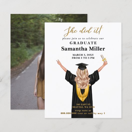 Budget minimalistische foto Ze deed het Afstuderen (Voorkant / Achterkant)