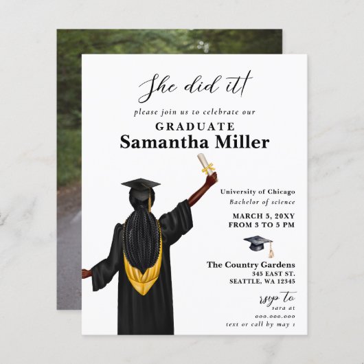 Budget minimalistische foto Ze deed het Afstuderen (Voorkant / Achterkant)