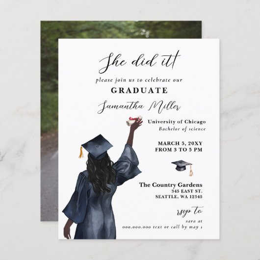 Budget minimalistische foto Ze deed het Afstuderen (Voorkant / Achterkant)