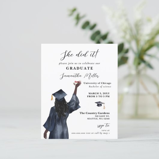 Budget minimalistische foto Ze deed het Afstuderen (Staand voorkant)