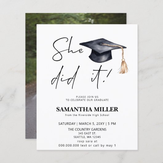 Budget minimalistische foto Ze deed het Afstuderen (Voorkant / Achterkant)