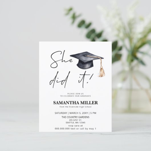 Budget minimalistische foto Ze deed het Afstuderen (Staand voorkant)