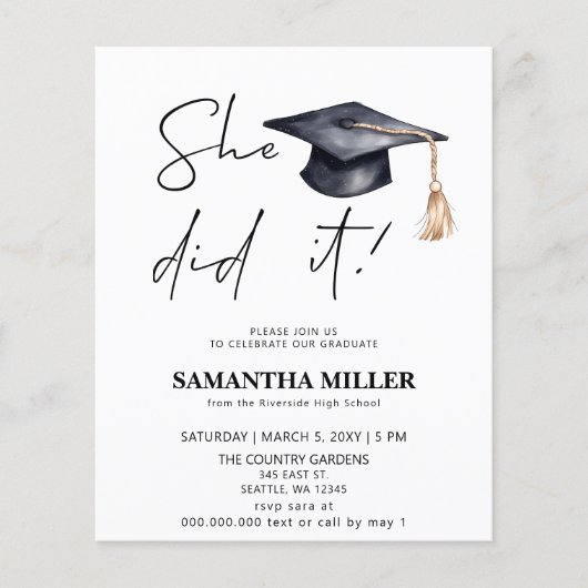 Budget minimalistische foto Ze deed het Afstuderen (Voorkant)