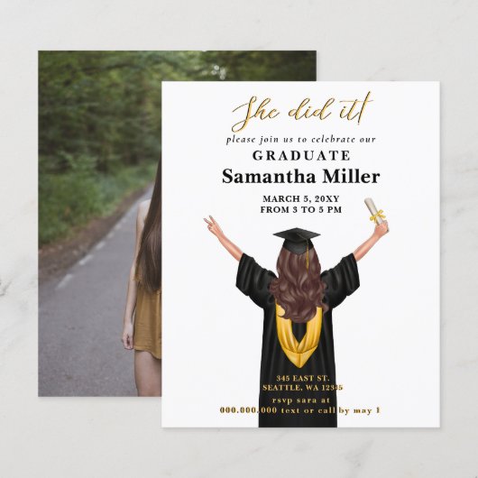 Budget minimalistische foto Ze deed het Afstuderen (Voorkant / Achterkant)