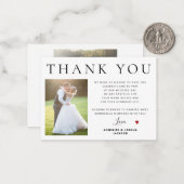 Budget minimalistische fotobruiloft bedankt KLEINE Notitiekaartje (Voorkant / Achterkant in situ)