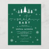 Budget Minimalistische Groene Santa Baby uitnodigi (Voorkant)