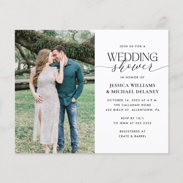 Budget minimalistische koppels douche uitnodiging (Voorkant)