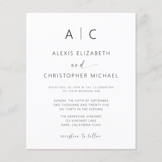 Budget Minimalistische Moderne Kalligrafie Bruilof (Voorkant)