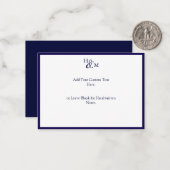 Budget Minimalistische Monogram Trouwberichten Notitiekaartje (Voorkant / Achterkant in situ)