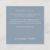 Budget Minimalistische QR-code Blauwe Trouw Uitnod Vierkante Visitekaartje (Achterkant)