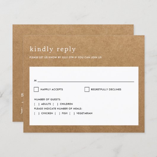 Budget Minimalistische Rustieke Faux Kraft Wedding (Voorkant / Achterkant)