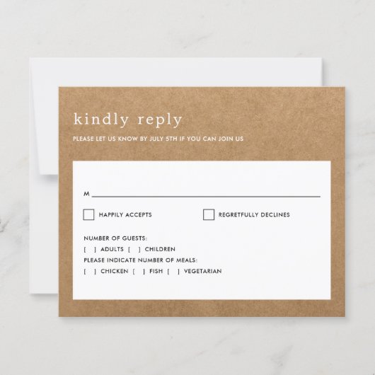 Budget Minimalistische Rustieke Faux Kraft Wedding (Voorkant)