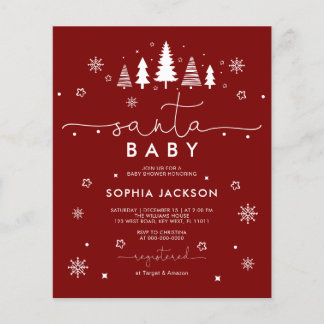 Budget Minimalistische Santa Baby Shower Uitnodigi