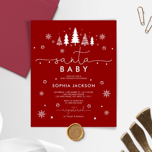 Budget Minimalistische Santa Baby-uitnodiging
