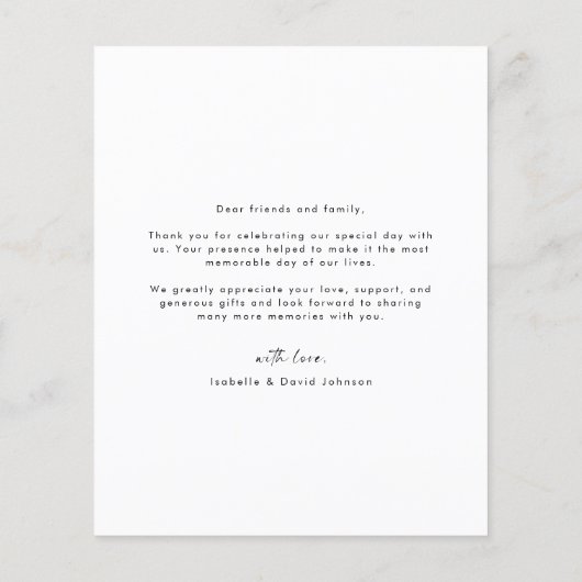 Budget minimalistische script foto bruiloft dank u flyer (Achterkant)