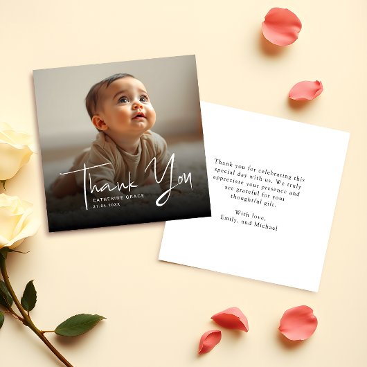 Budget Minimalistische Script Foto Dank u wel Notitiekaartje