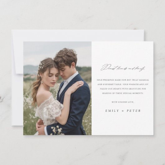 Budget Minimalistische Script Trouwfoto Bedankkaart (Achterkant)